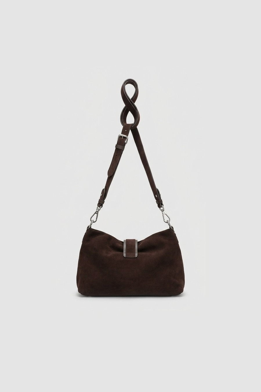 Жіноча сумка лаконічний дизайн замшева шкіра — вигляд спереди