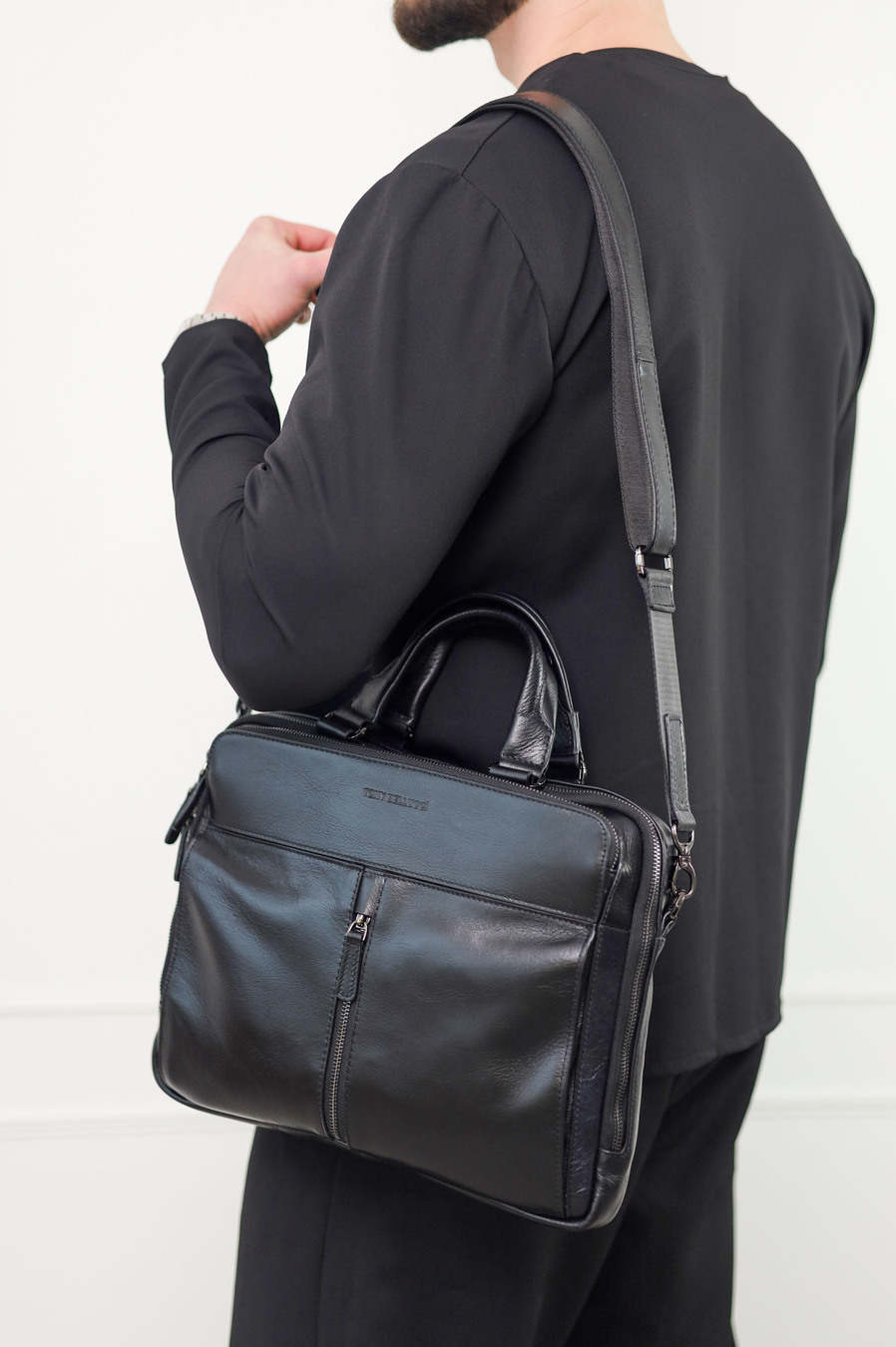 IMG_3143_reblum Сумка чоловіча портфель натуральна шкіра T5290.KR-01 BLACK - Зображення 1